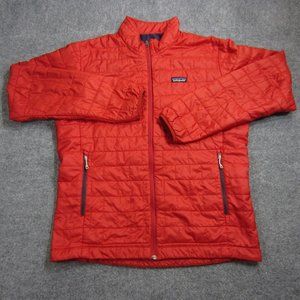 Patagonia Nano Puff Primaloft Jacket Mens Large Red Full Zip Mock Neck 84211